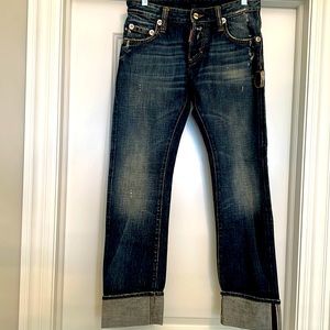 DSQUARED2  distressed denim jeans either cuff and button fly. Never worn.